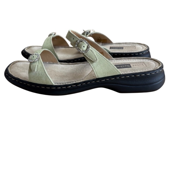Josef Seibel Leather Sandals Size 11 NIB Mint Green Buckle Slip-On Comfort Shoes - Picture 5 of 13